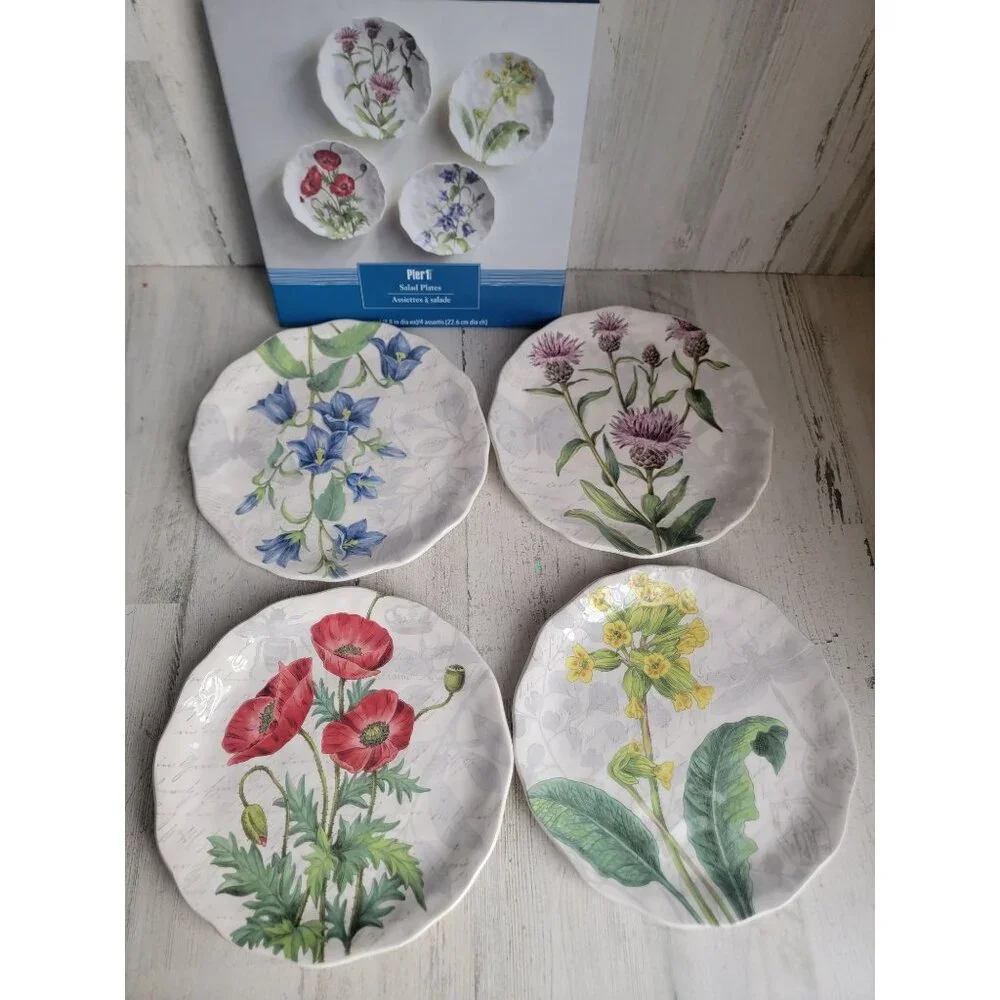 Pier‎ 1 Imports botanical garden plate flower set decor floral
